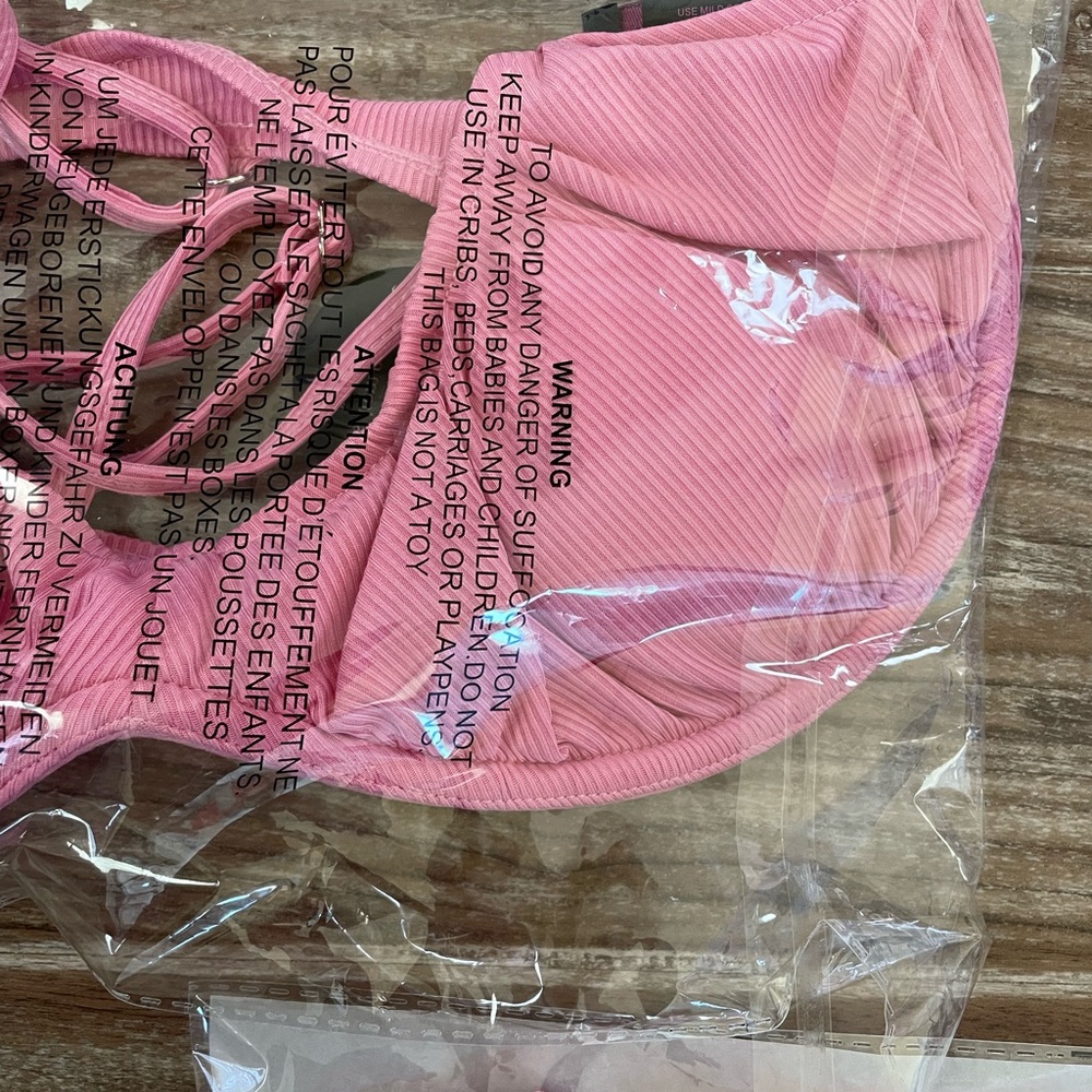 Pink Ribbed bikini Hot Miami Styles L - Picture 3 of 5